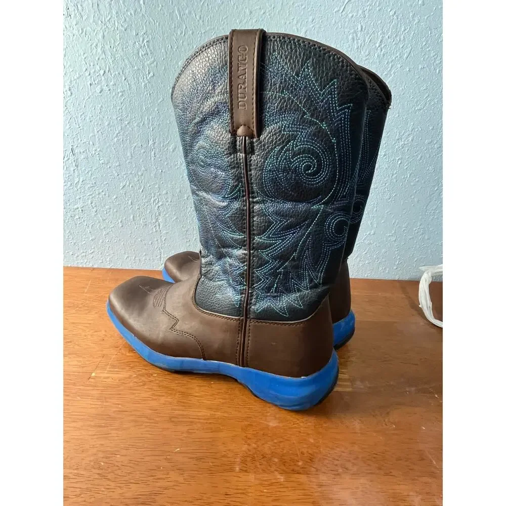 Durango Rebel Pro Western Cowboy Work Boots Men’s Size 8 Brown Blue Leather